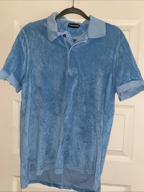 Tom Ford Men’s Sky Blue Terry Polo